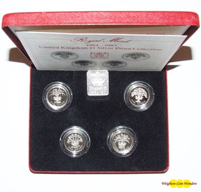 1984-1987 Silver Proof £1 Collection (4 x coins)
